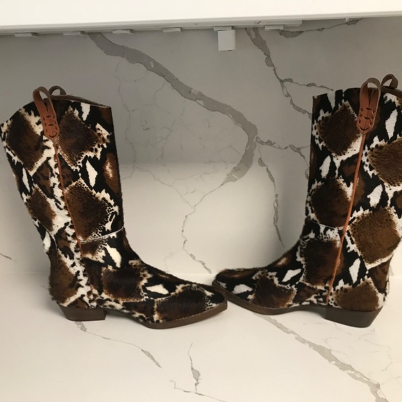 Free People We the Free Dagget Western Montage Ocelot Hair on Boots Size 37 - Picture 8 of 16